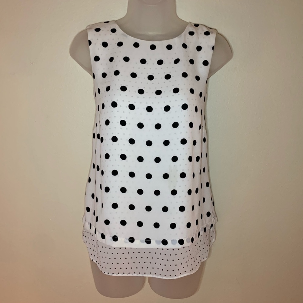 Rose & Olive Black & White Layered Polka Dot Blouse - Sz. S